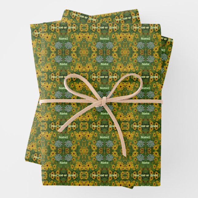 Black Eyed Susan Daisy Painting Personalized Wrapping Paper Sheets (In situ)