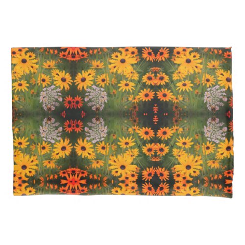 Black Eyed Susan Field Flowers Abstract Pattern Pillow Case