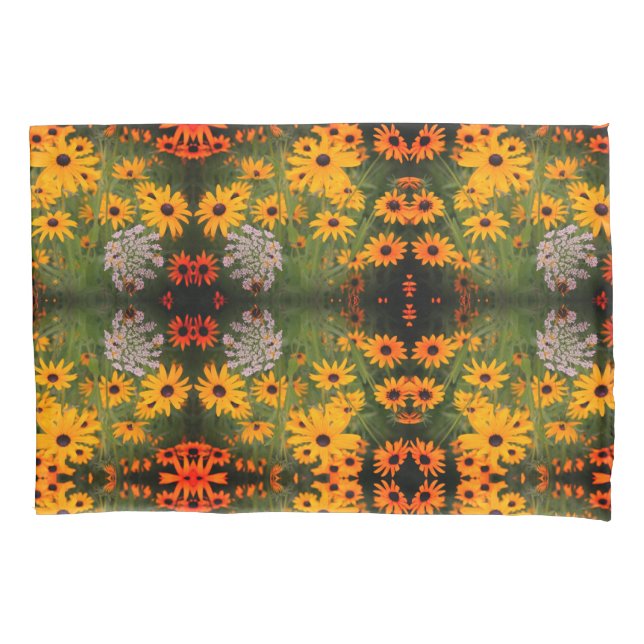 Black Eyed Susan Field Flowers Abstract Pattern Pillow Case (Front)
