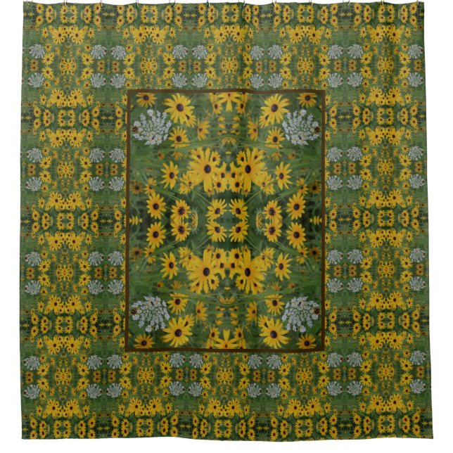 Black Eyed Susan Field Flowers Nature Pattern   Shower Curtain (Front)
