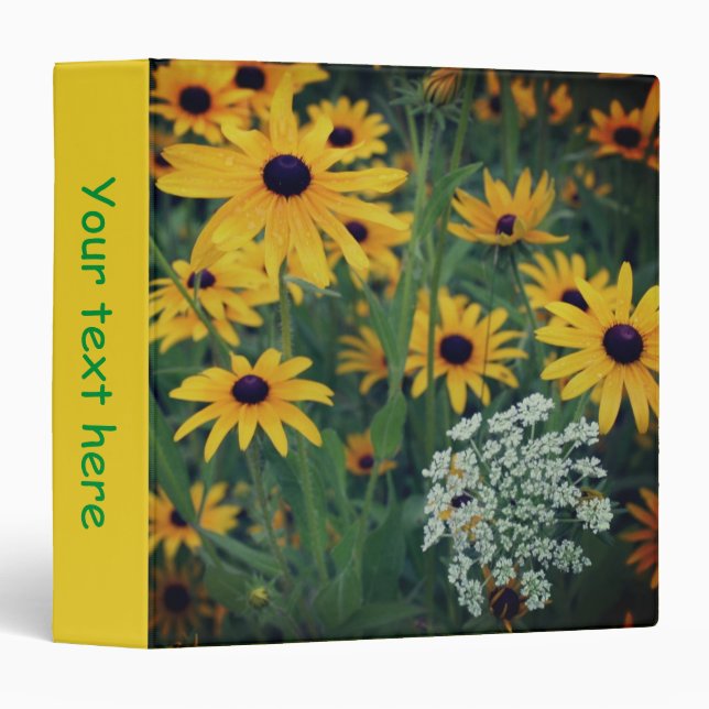 Black Eyed Susan Field Flowers Personalized 3 Ring Binder (Front/Spine)