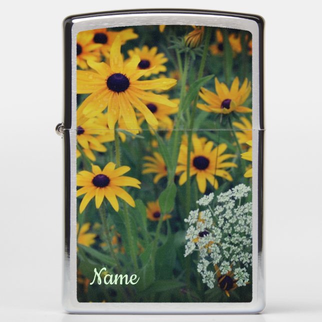 Black Eyed Susan Field Flowers Personalized Zippo Lighter (Front)