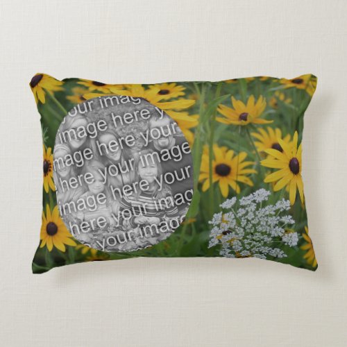 Black Eyed Susan Field Frame Add Your Photo Accent Pillow
