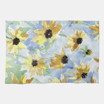 Black Eyed Susan Floral Kitchen Towel by Eclectic_Ramblings at Zazzle