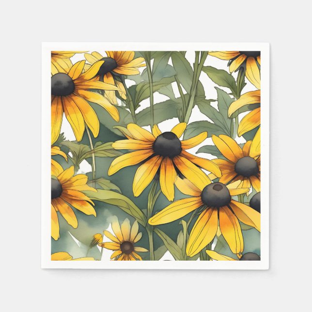 Black-Eyed Susan Floral Napkins (Front)