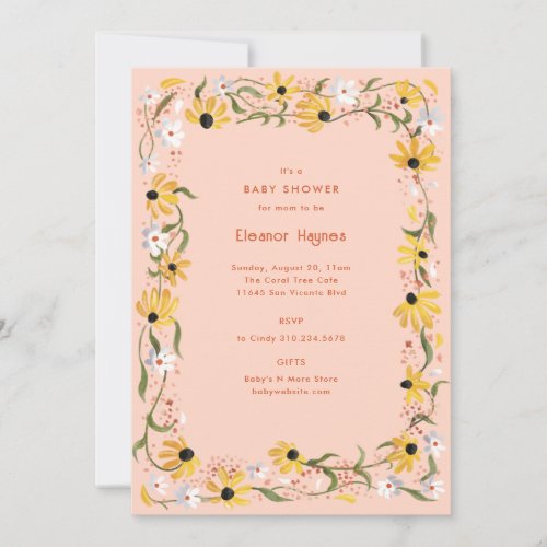 Black_Eyed Susan Floral Peach Baby Shower Invitation
