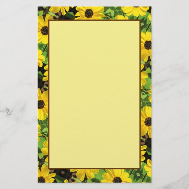 Black Eyed Susan Floral Stationary Sheet Stationery (Front)