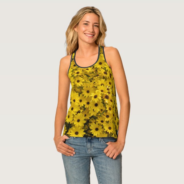 Black Eyed Susan Floral Yellow Tank Top (Front Full)