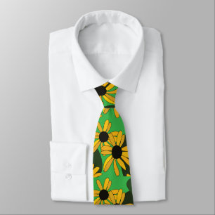 Black Eyed Susan Flower Floral Neck Tie
