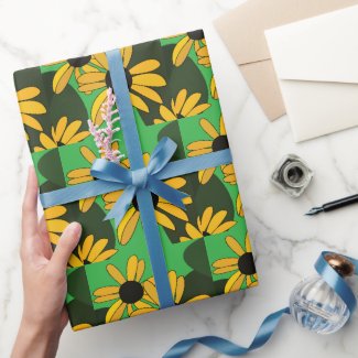 Black Eyed Susan Flower Floral Wrapping Paper