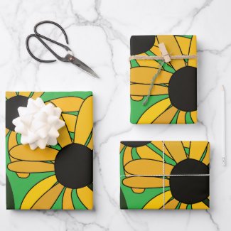 Black Eyed Susan Flower Floral Wrapping Paper Sheets