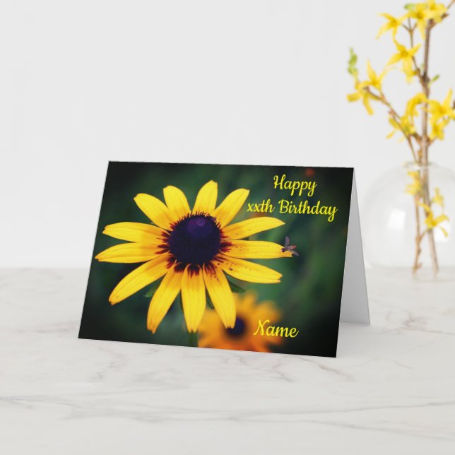 Black Eyed Susan Flower Personalized Birthday  Card (Yellow Flower)