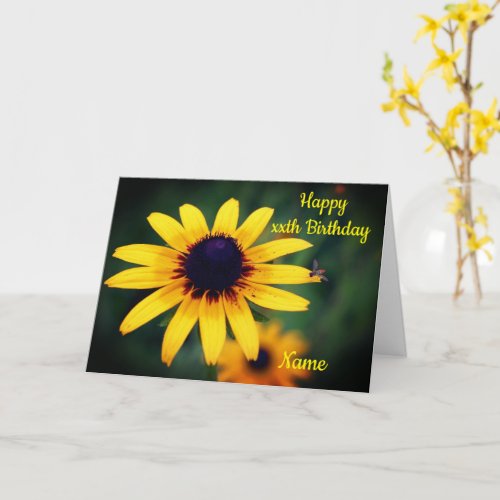 Black Eyed Susan Flower Personalized Birthday  Card