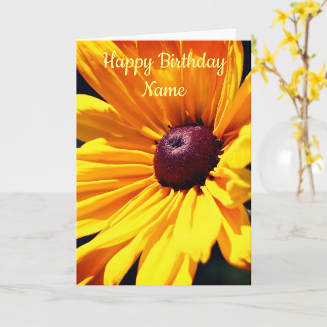 Black Eyed Susan Flower Personalized Birthday Card (Yellow Flower)