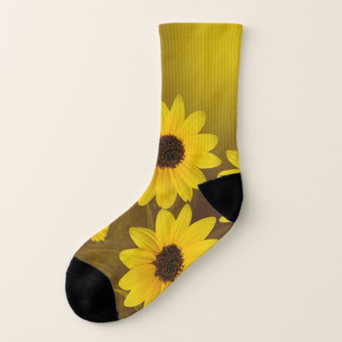 Black_eyed Susan Flower Socks