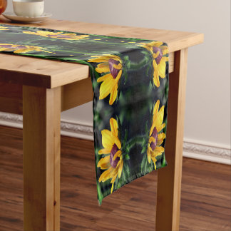 Black Eyed Susan Flower Unfolding Abstract      Short Table Runner