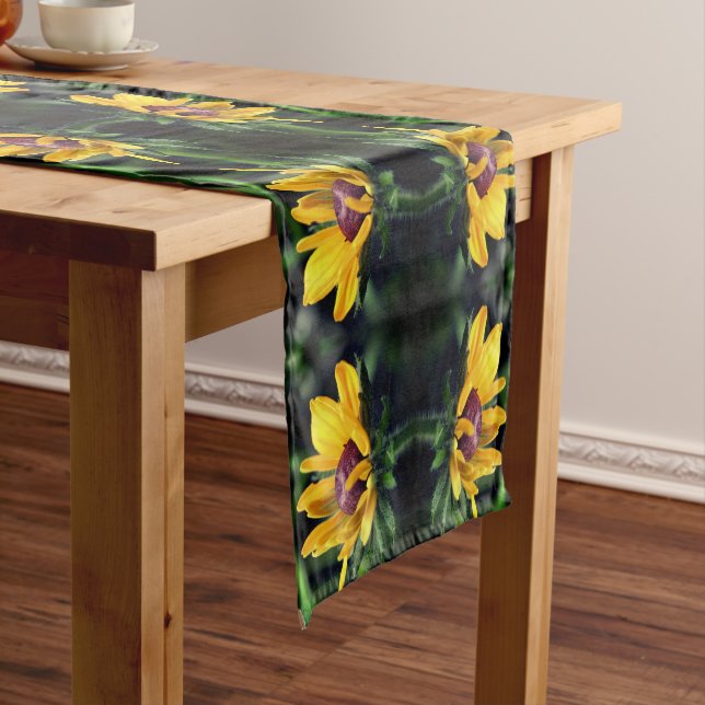 Black Eyed Susan Flower Unfolding Abstract      Short Table Runner (In Situ)