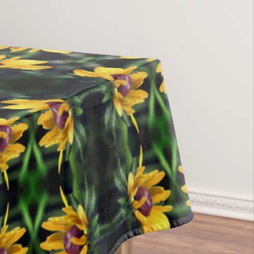 Black Eyed Susan Flower Unfolding Abstract      Tablecloth