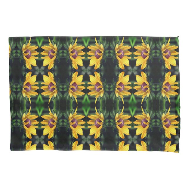 Black Eyed Susan Flower Unfolding Pattern Pillow Case (Front)