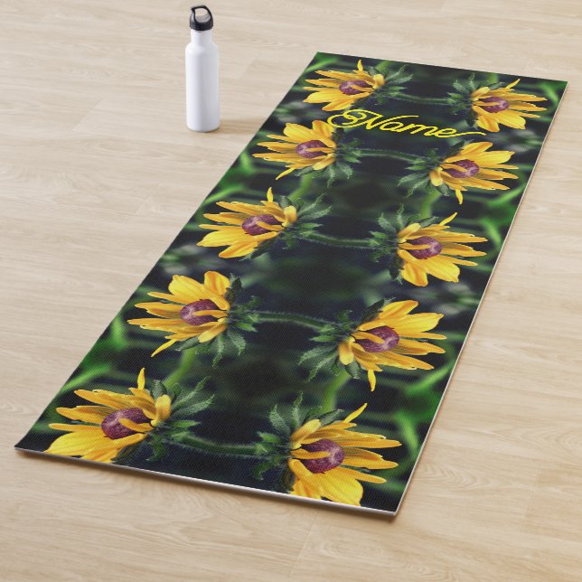 Black Eyed Susan Flower Unfolding Personalized Yoga Mat (In Situ)