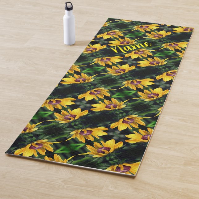 Black Eyed Susan Flower Unfolding Personalized  Yoga Mat (In Situ)
