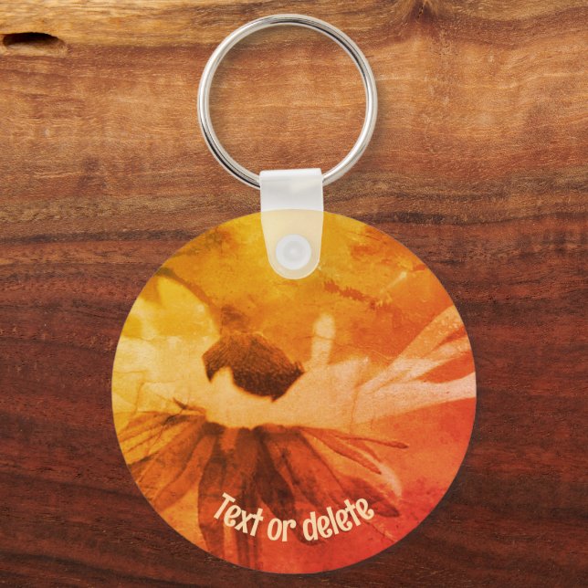 Black Eyed Susan Flower Vintage Personalized Keychain (Front)