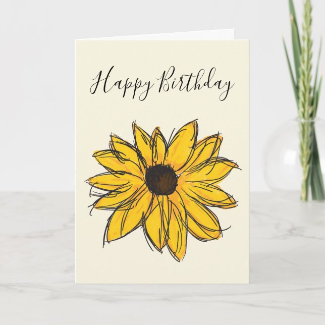 Black Eyed Susan Flower Yellow and Brown Birthday Card (Front)