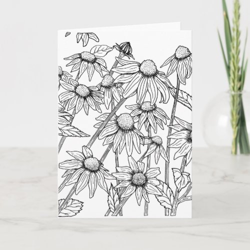 Black Eyed Susan Flowers Color It Yourself Blank Card