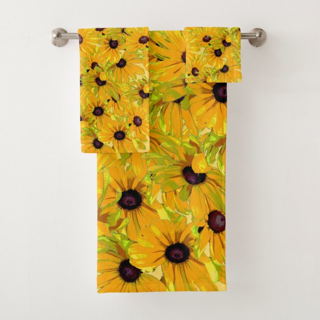 Black Eyed Susan Flowers Floral Bathroom Towels
