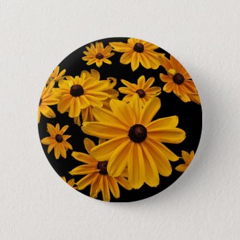 Black Eyed Susan Flowers Floral Button by Bebops at Zazzle