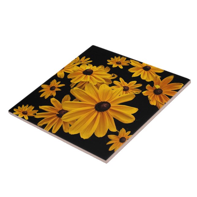 Black-eyed Susan Flowers Floral Ceramic Tile (Side)