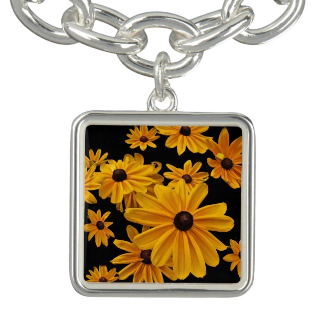 Black-eyed Susan Flowers Floral Charm Bracelet (Design)
