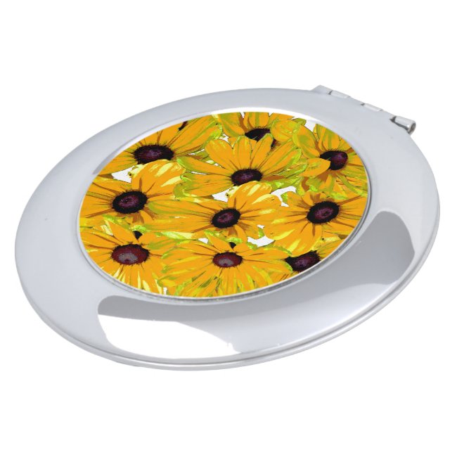 Black Eyed Susan Flowers Floral Compact Mirror