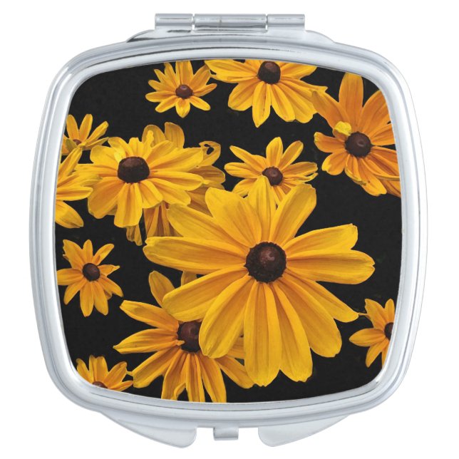 Black Eyed Susan Flowers Floral Compact  Mirror (Front)