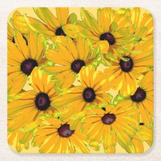 Black Eyed Susan Flowers Floral Paper Coasters