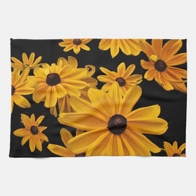 Black Eyed Susan Flowers Kitchen Towel (Horizontal)