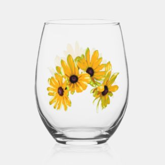 Black-eyed Susan Flowers Wine Glass