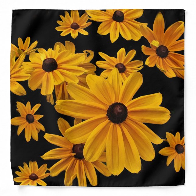 Black Eyed Susan Flowers Yellow Floral Bandana (Front)