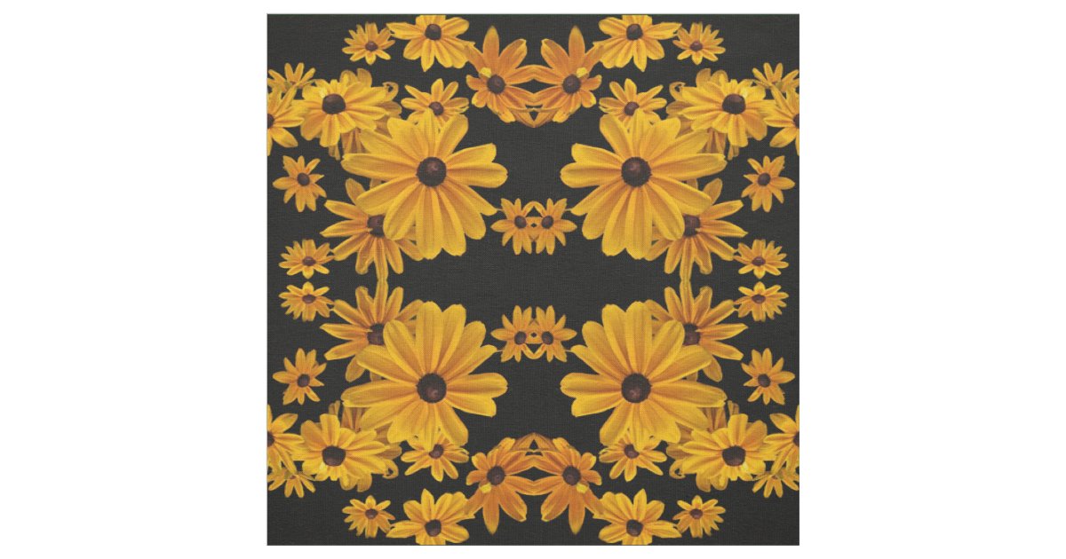 Black Eyed Susan Flowers Yellow Floral Fabric | Zazzle