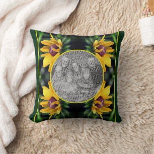 Black Eyed Susan Frame Create Your Own Photo    Throw Pillow