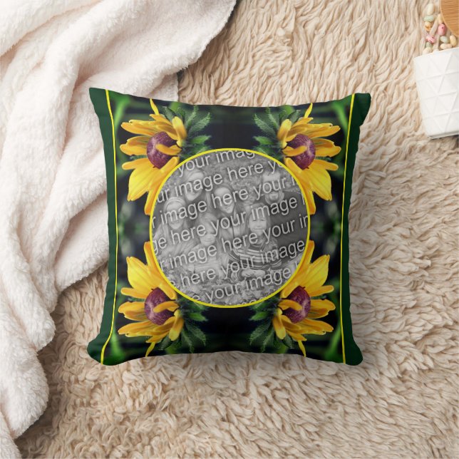 Black Eyed Susan Frame Create Your Own Photo    Throw Pillow (Blanket)
