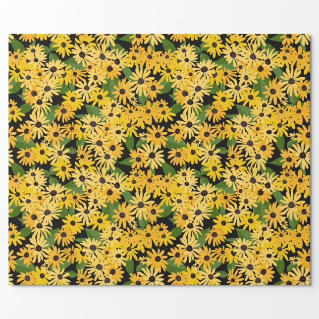 Floral Black Eyed Susan Flowers Wrapping Paper
