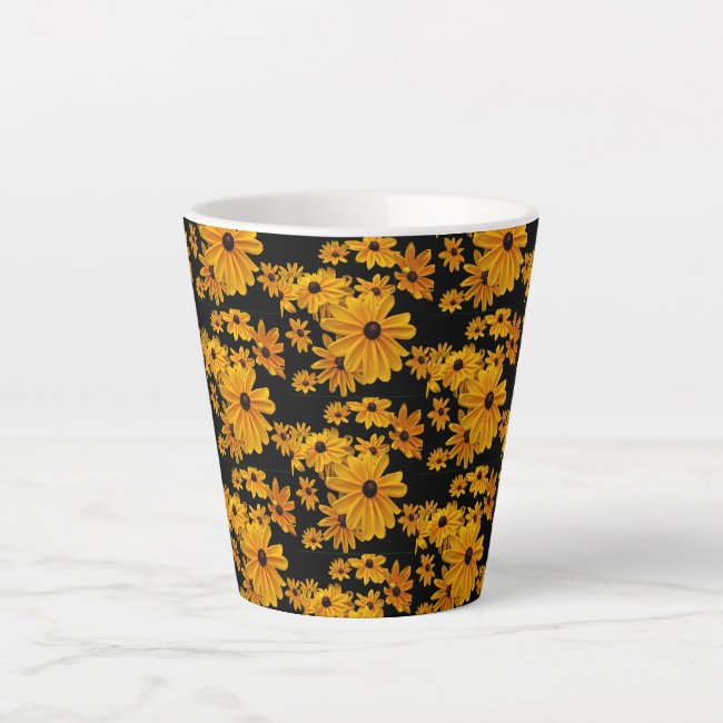Black Eyed Susan Garden Flowers Yellow Latte Mug