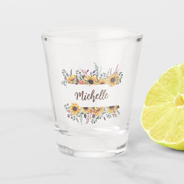 Black Eyed Susan Gardens - Personalized Shot Glass (Front)