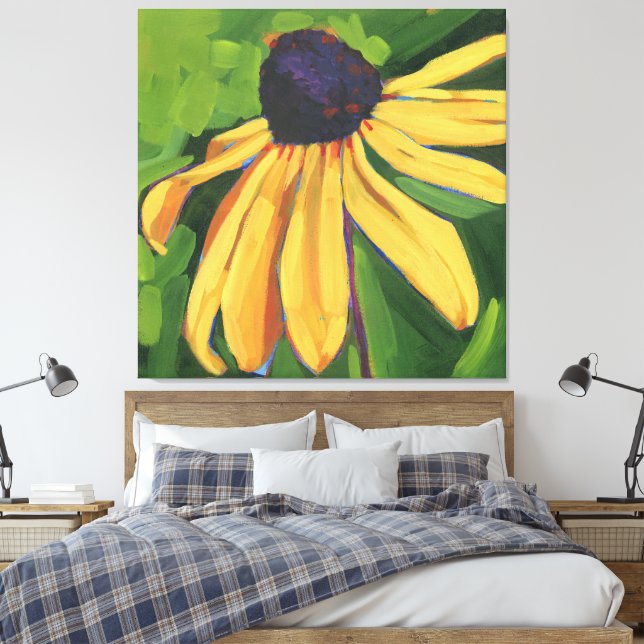 Black Eyed Susan Large Floral Canvas Print (Insitu(Bedroom))