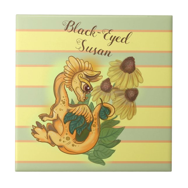 Black-Eyed Susan~lil dragon garden Ceramic Tile (Front)