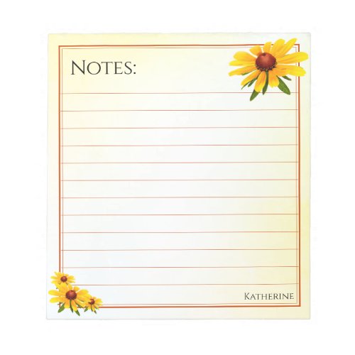 Black_Eyed Susan Notes Lined Floral Photography