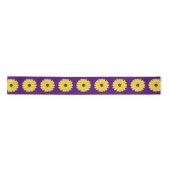 Black Eyed Susan on Eggplant Purple Pattern Satin Ribbon (Front)