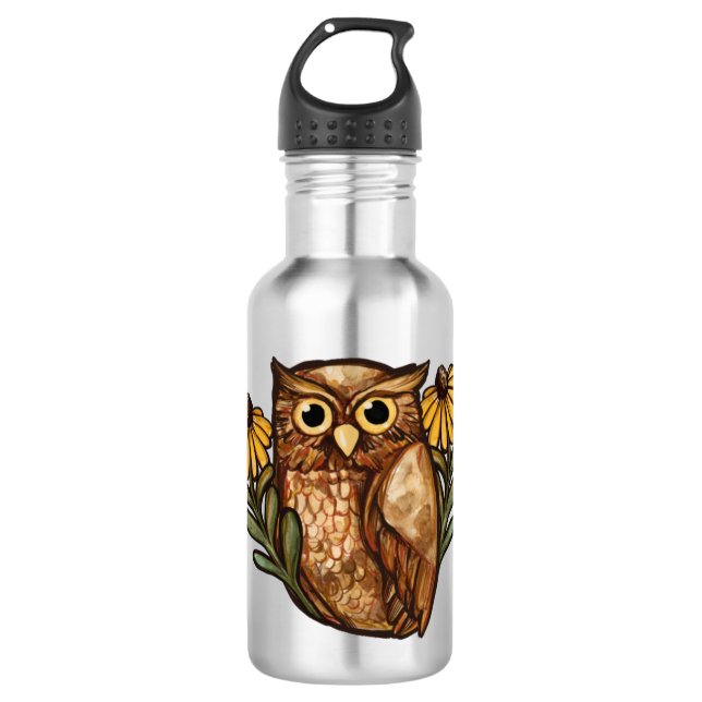 Black Eyed Susan Owl Flower Owls                  Stainless Steel Water Bottle (Front)