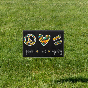 Black-eyed Susan Peace Love Equality Floral Sign
